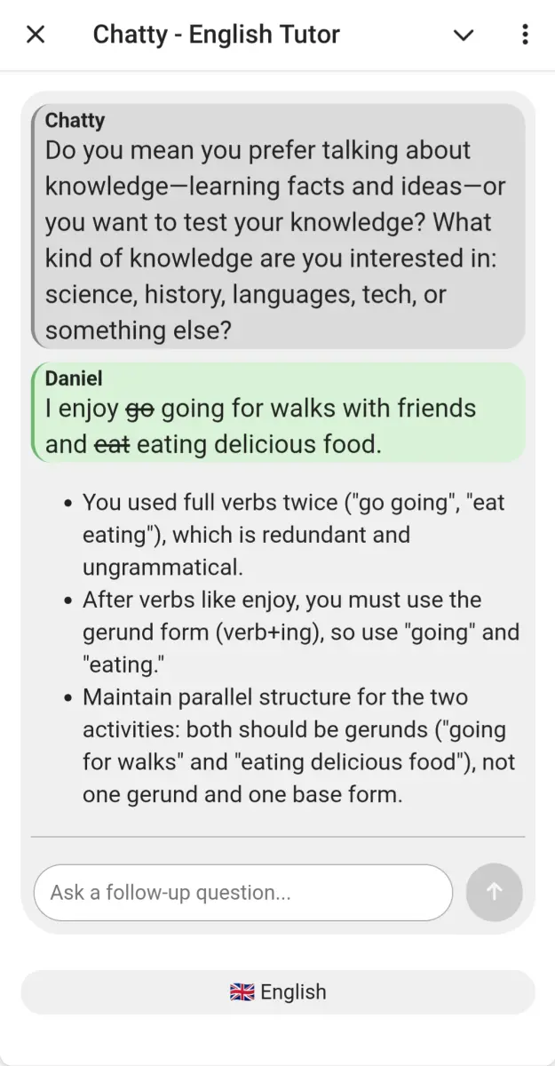 Chatty - English Tutor preview 2