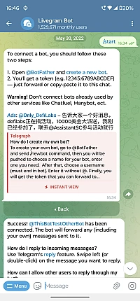 Livegram Bot preview 2