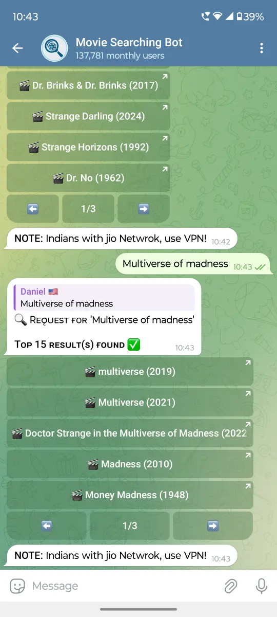 Movie Searching Bot preview 1
