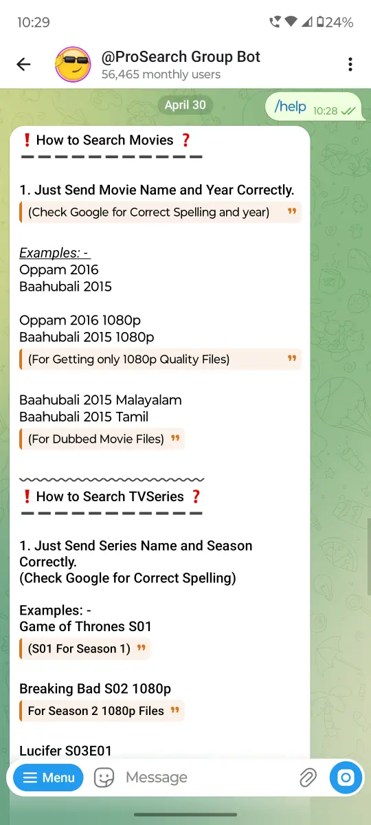 @ProSearch Group Bot preview 2