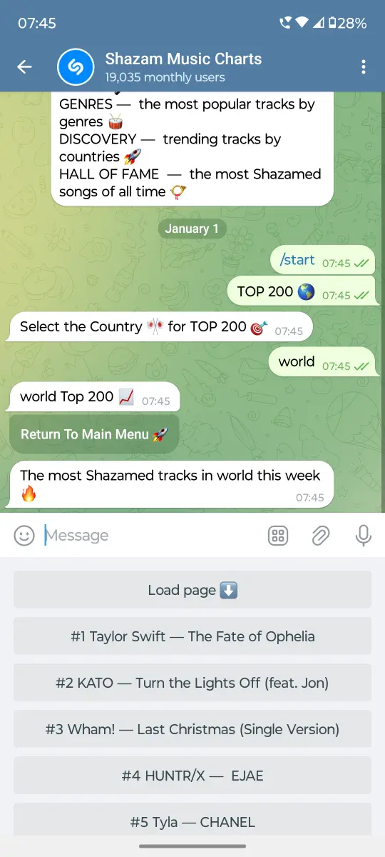 Shazam Music charts preview 1