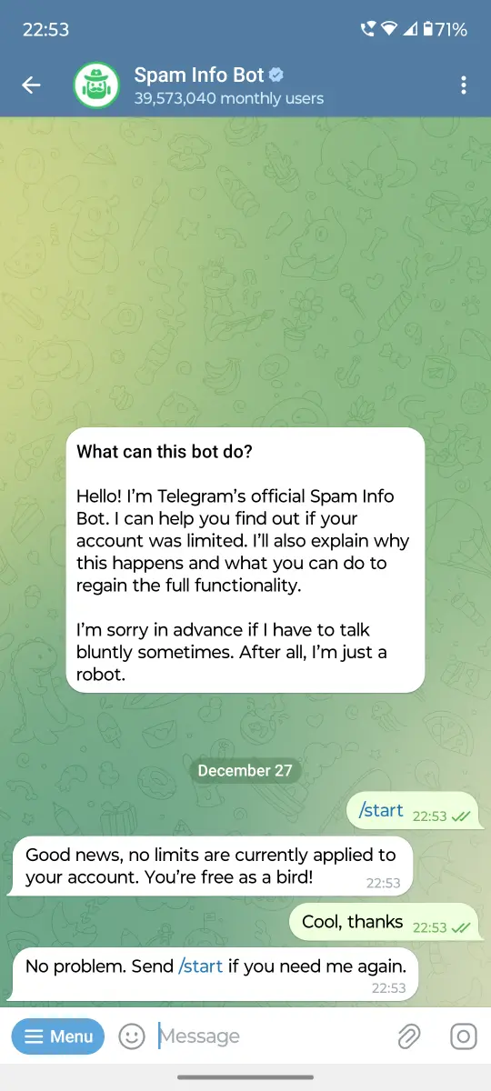 Spam Info Bot preview 2