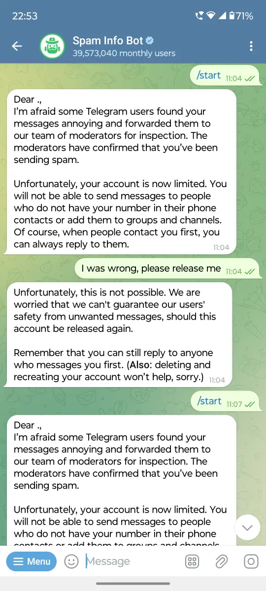 Spam Info Bot preview 3