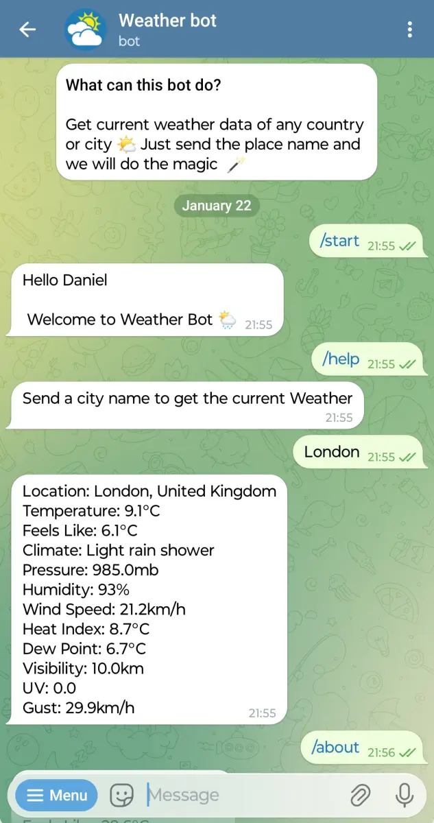 Weather Bot preview 1