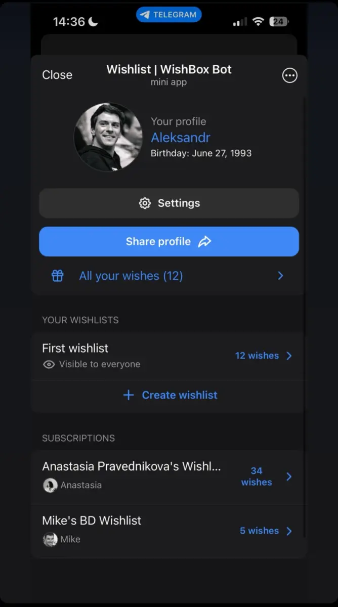 Wishlist bot | Wishapp preview 1